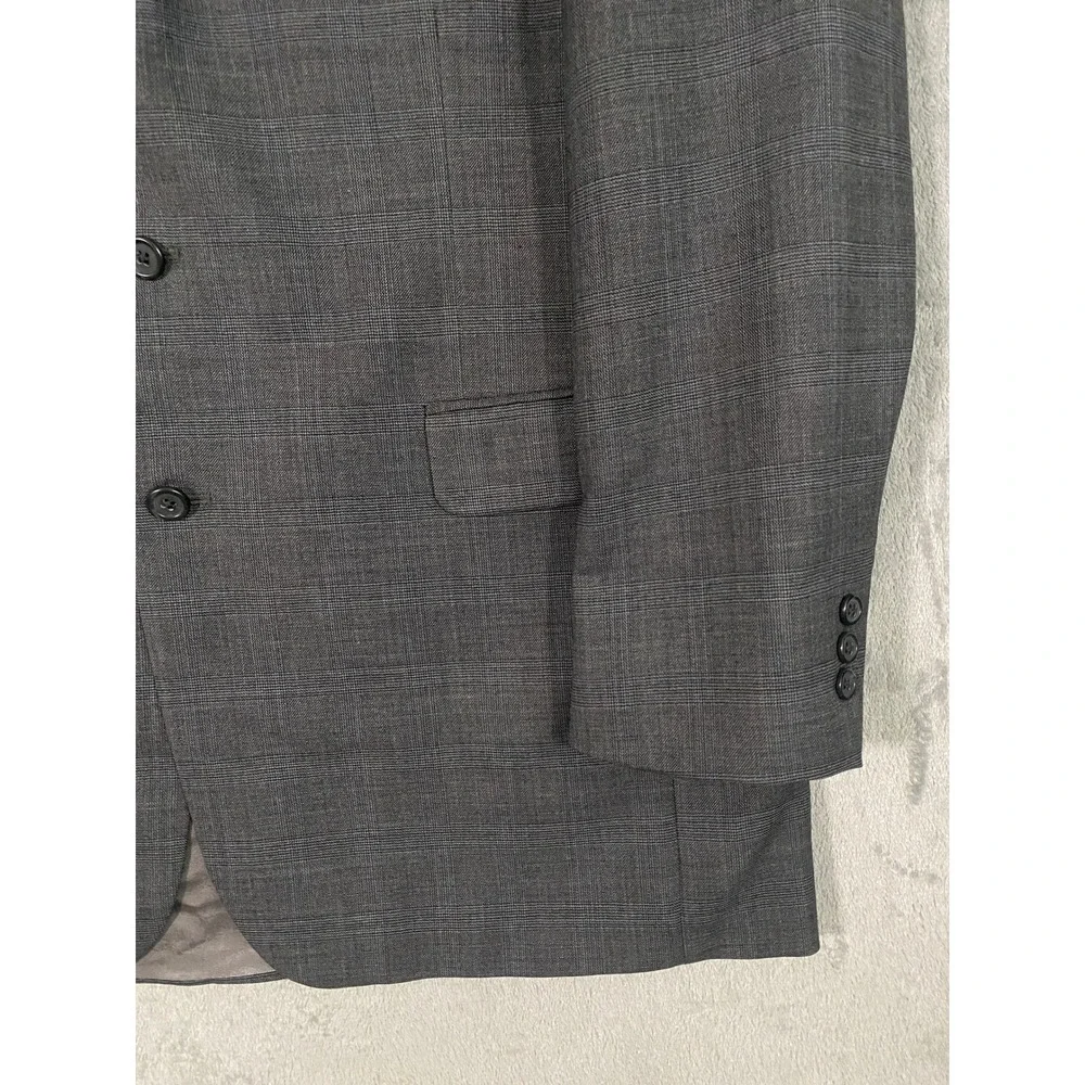 Jos. A. Bank Blazer 44L Grey Glen Check Plaid 3-Button Single Vent Sport Coat